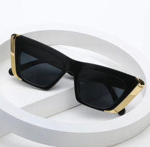 Load image into Gallery viewer, Cat Eye Gold Trim Shades-Black
