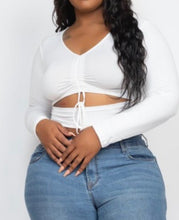 Load image into Gallery viewer, Drawstring Crop Top-White
